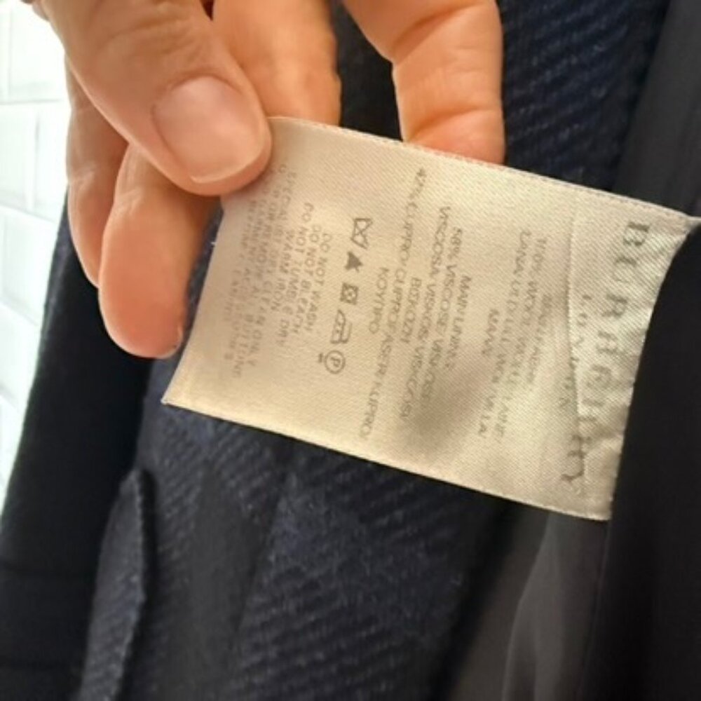 Burberry London Wool Plaid Coat 4 Navy Minimalist Quiet Luxury Feminine Chic - Picture 4 of 10